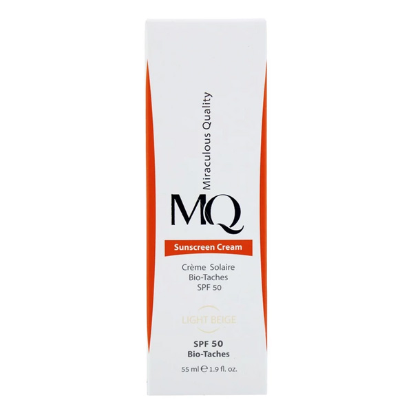 ضد آفتاب رنگی روشنکننده امکیو MQ SPF50 مدل بژ روشن ۵۵ میلیلیتر