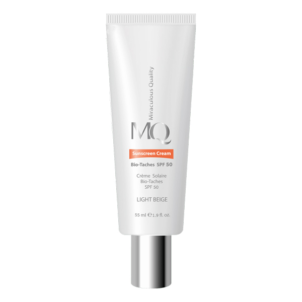 ضد آفتاب رنگی روشنکننده امکیو MQ SPF50 مدل بژ روشن ۵۵ میلیلیتر