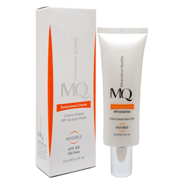 کرم ضد آفتاب بی رنگ فاقد چربی ام کیو با SPF50 حجم 55 میل